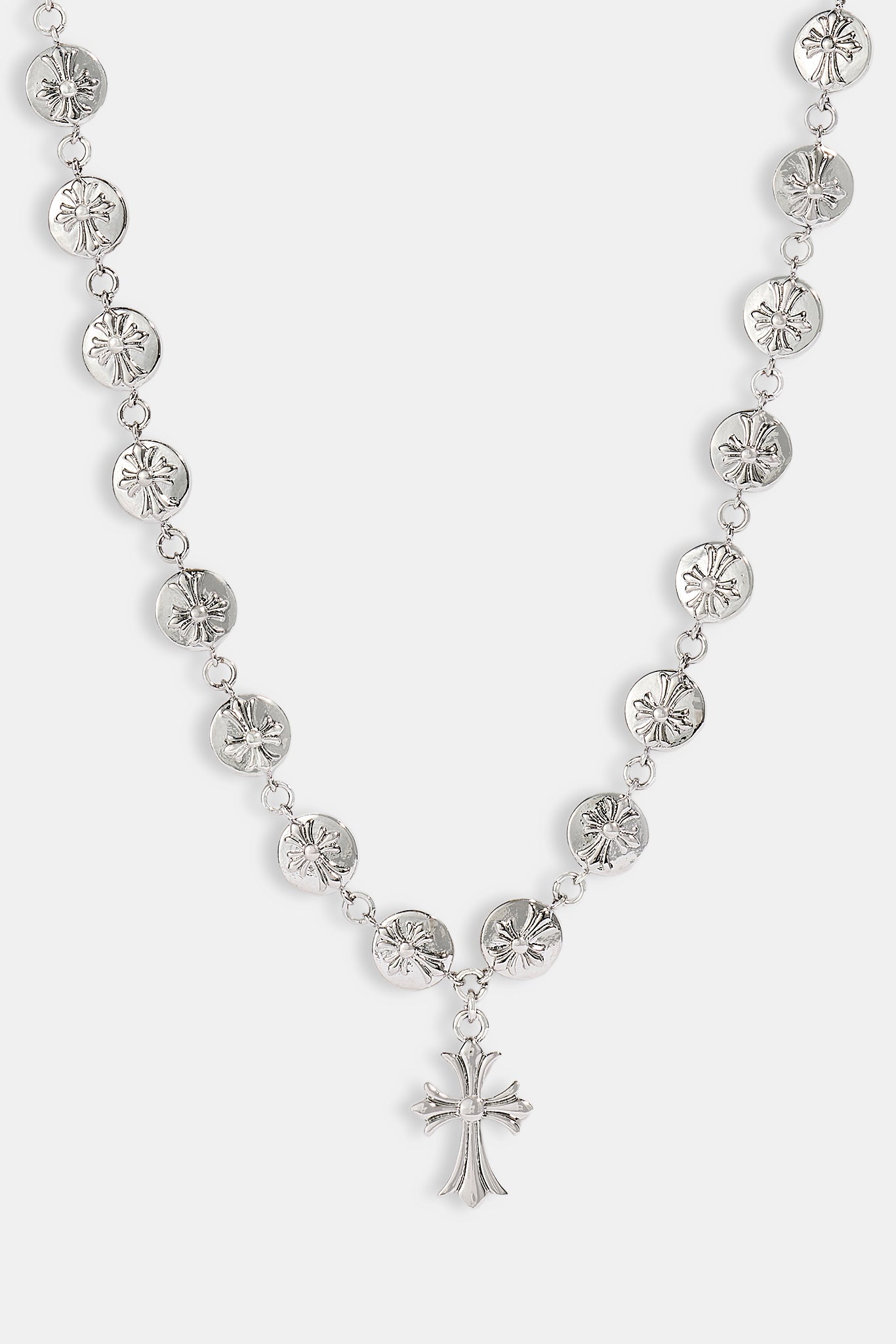 Polished Micro Multi Cross Pendant Necklace 20mm - White